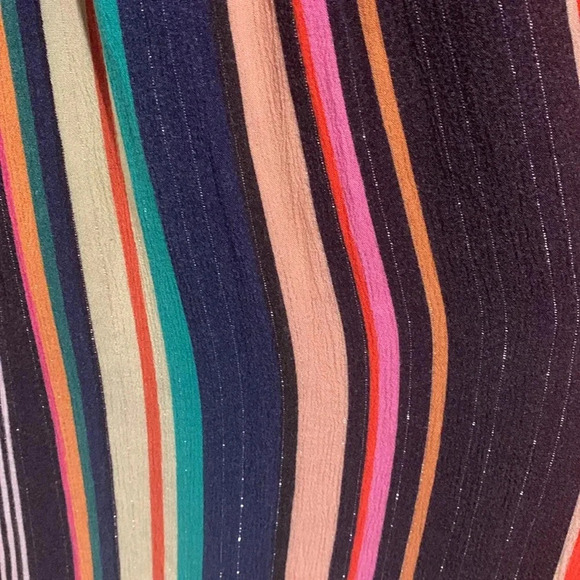 FARM RIO metallic multi stripe maxi ruffle spaghetti strap dress - Picture 4 of 9